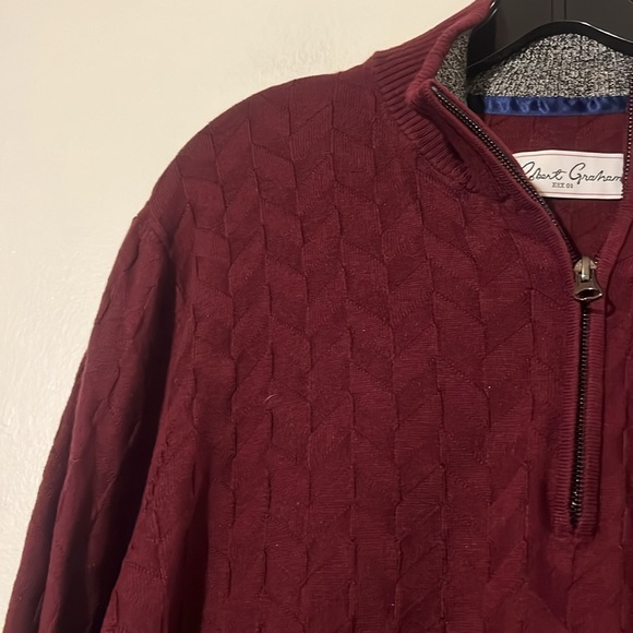 COPY - Robert Graham mens the vasa burgundy 1/4 zip classic fit sweater NWT - Picture 4 of 14